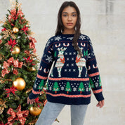 Damen Strickpullover mit Weihnachtsmotiv und festlichem Design