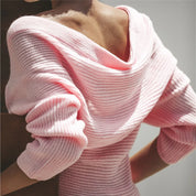 Damen Strickpullover mit tiefem Ausschnitt und Wickeldesign