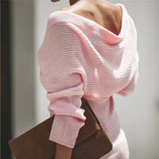 Damen Strickpullover mit tiefem Ausschnitt und Wickeldesign