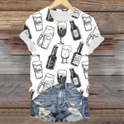 Damen T-Shirt mit kurzem Ärmel Rundhalsausschnitt und Druckmotiv