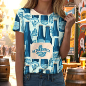 Damen T-Shirt mit kurzem Ärmel Rundhalsausschnitt und Druckmotiv