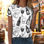 Damen T-Shirt mit kurzem Ärmel Rundhalsausschnitt und Druckmotiv