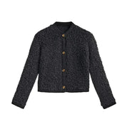 Damen Teddy Cardigan mit Knopfverschluss und Rundhalsausschnitt