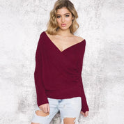 Damen Wickelstrickjacke mit V-Ausschnitt und lockerem Schnitt