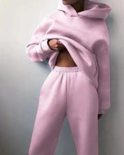 Damen Winter Set aus Hoodie und Jogginghose mit Kordelzugkapuze
