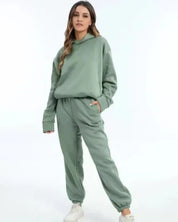 Damen Winter Set aus Hoodie und Jogginghose mit Kordelzugkapuze