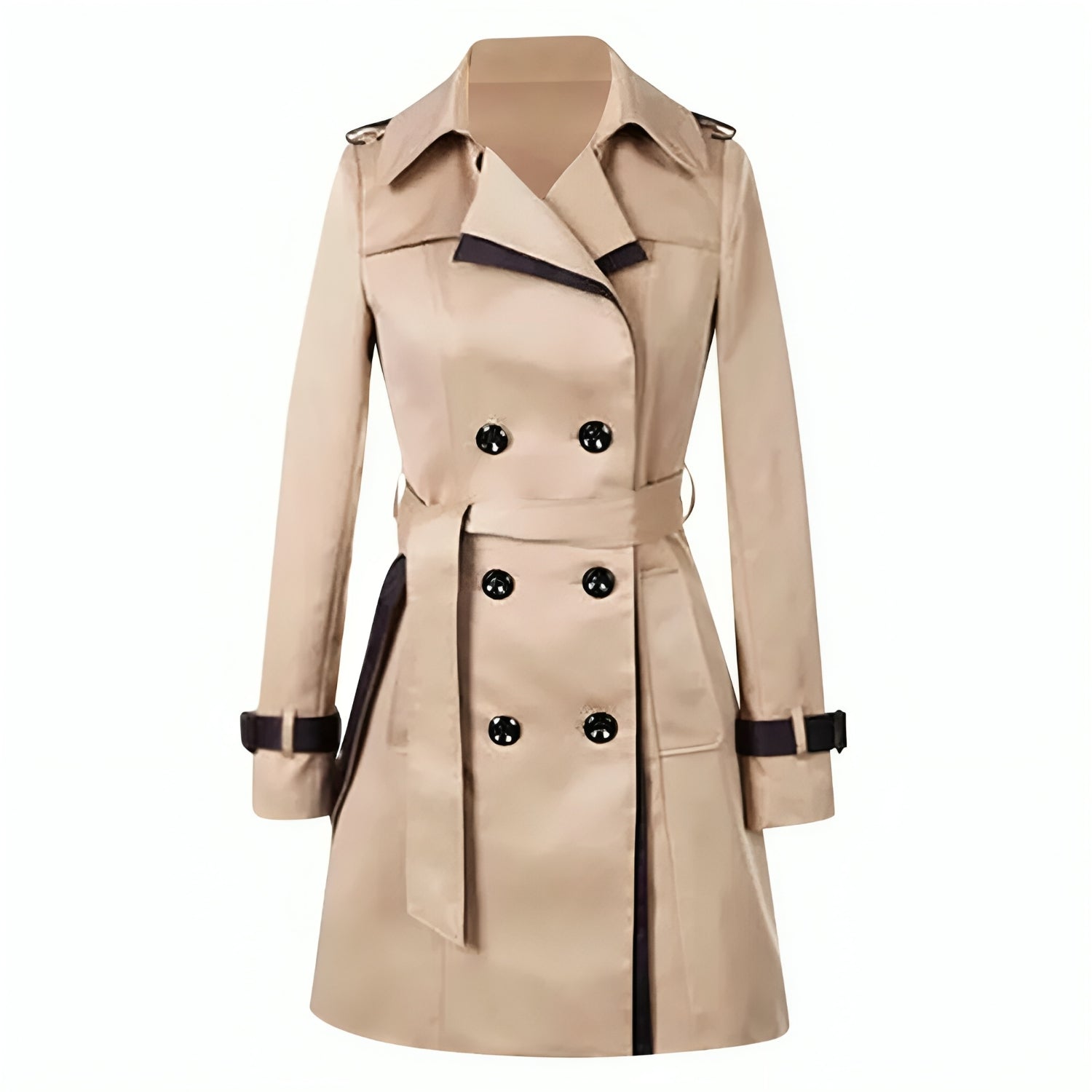 Damen Doppelreihiger Trenchcoat mit Gürteltasche