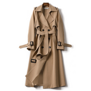 Damen Langer Trenchcoat mit Gürtel und Knopfverschluss