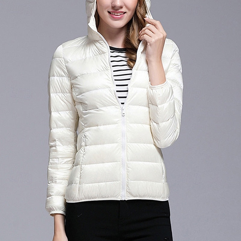 Damen Pufferjacke mit Kapuze und Reißverschluss