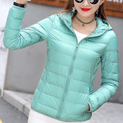 Damen Pufferjacke mit Kapuze und Reißverschluss