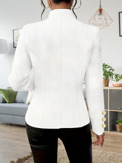 Women's blazer with stand-up collar and decorative buttons