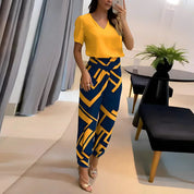 Damenbluse mit V-Ausschnitt und taillierte Hose für jede Jahreszeit