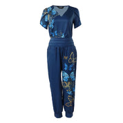 Damenbluse mit V-Ausschnitt und taillierte Hose für jede Jahreszeit