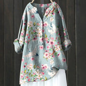Damen floral Tunika Bluse mit langen Ärmeln für den Sommer