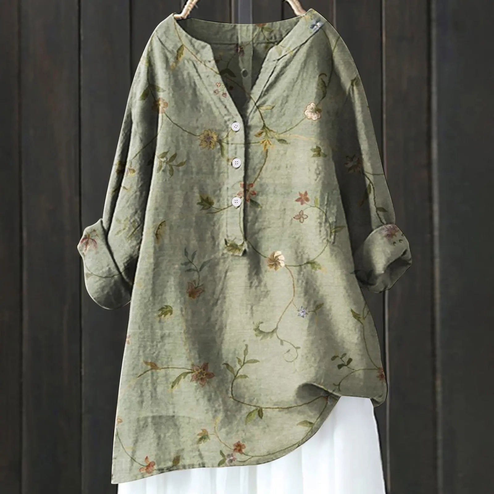 Damen floral Tunika Bluse mit langen Ärmeln für den Sommer