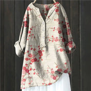Damen floral Tunika Bluse mit langen Ärmeln für den Sommer