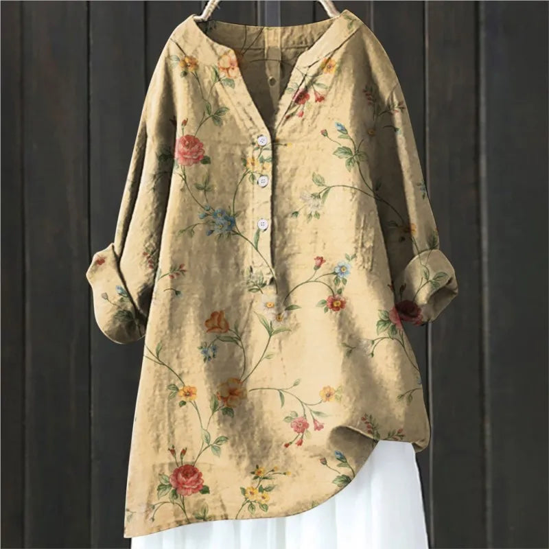 Damen floral Tunika Bluse mit langen Ärmeln für den Sommer