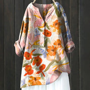 Damen floral Tunika Bluse mit langen Ärmeln für den Sommer
