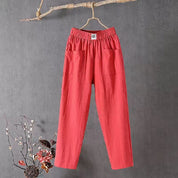 Damenhose mit geradem Bein, Taschen und elastischem Bund