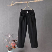 Damenhose mit geradem Bein, Taschen und elastischem Bund