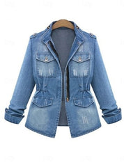 Women's jacket with flap pockets and front zipper