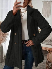 Women's jacket with a notched lapel and buttons at the front