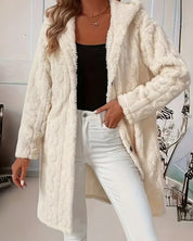 Damenmantel mit Kapuze Knopfleiste und langen Ärmeln