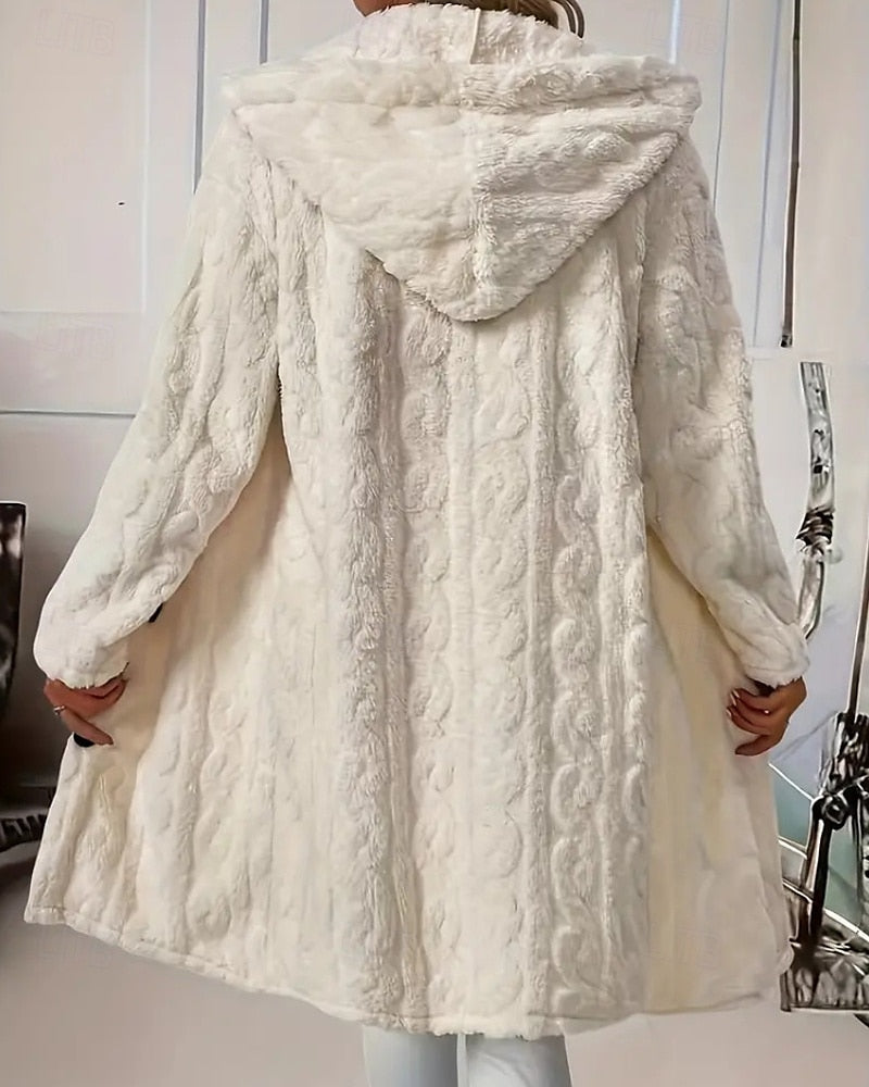 Damenmantel mit Kapuze Knopfleiste und langen Ärmeln