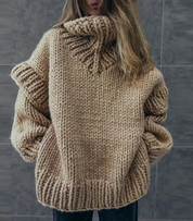 Damenpullover mit langen Ärmeln Rollkragen und geripptem Saum