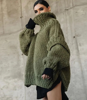 Damenpullover mit langen Ärmeln Rollkragen und geripptem Saum