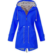 Damen wasserdichte Jacke mit Kapuze verstellbarem Kordelzug und Reißverschluss