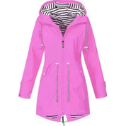 Damen wasserdichte Jacke mit Kapuze verstellbarem Kordelzug und Reißverschluss