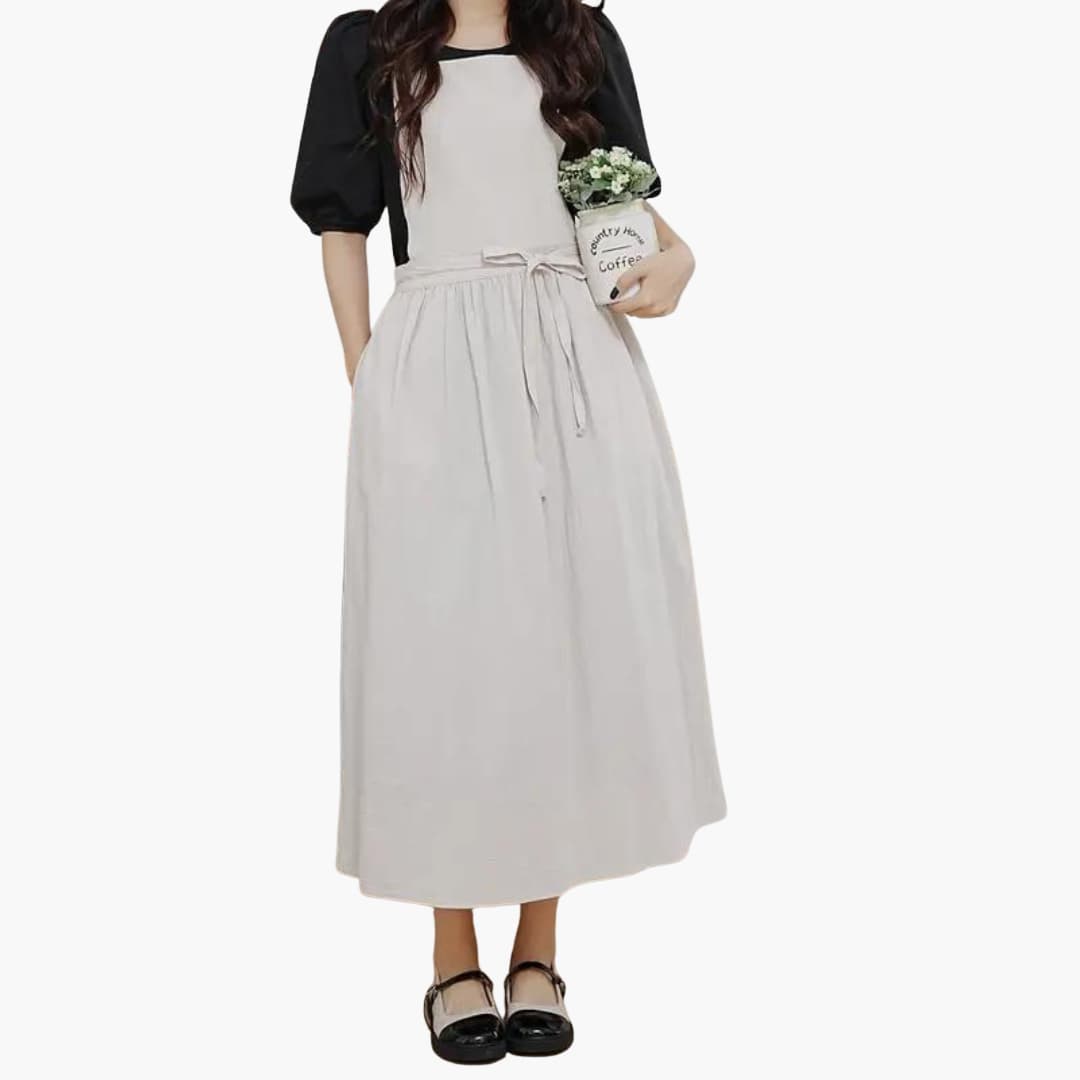 Dirndl-Kleid für Damen mit quadratischem Ausschnitt und Taillenband
