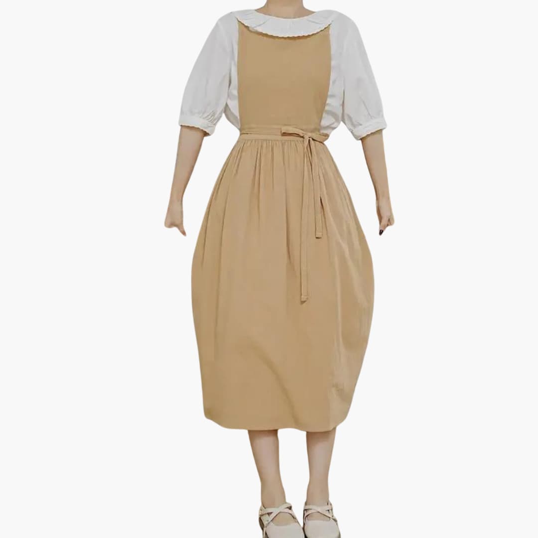 Dirndl-Kleid für Damen mit quadratischem Ausschnitt und Taillenband
