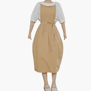 Dirndl-Kleid für Damen mit quadratischem Ausschnitt und Taillenband