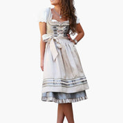 Dirndl Kleid für Damen mit geschnürtem Mieder und abnehmbarem Schürzchen