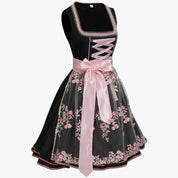 Dirndl Kleid für Damen mit quadratischem Ausschnitt und Schnürmieder