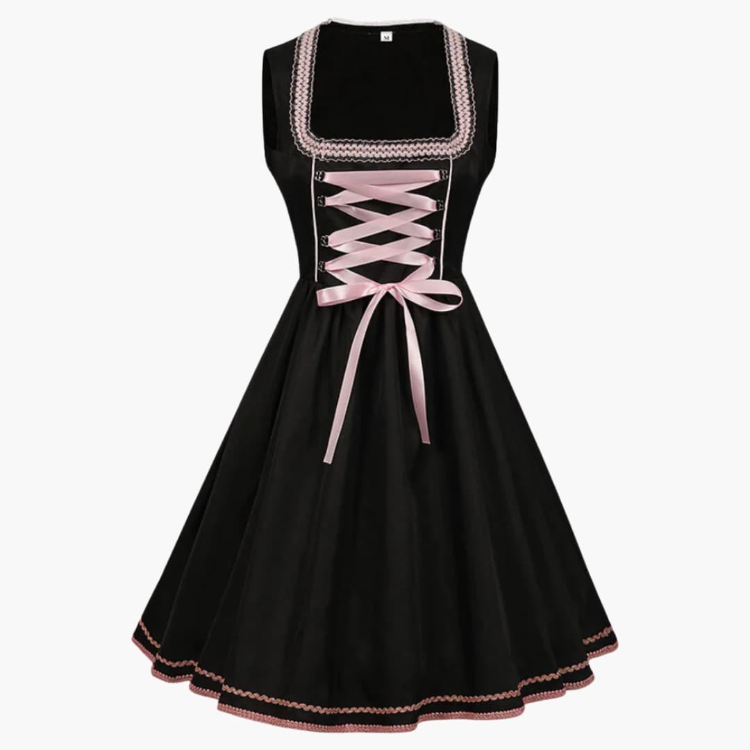 Dirndl Kleid für Damen mit quadratischem Ausschnitt und Schnürmieder
