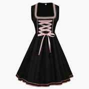 Dirndl Kleid für Damen mit quadratischem Ausschnitt und Schnürmieder