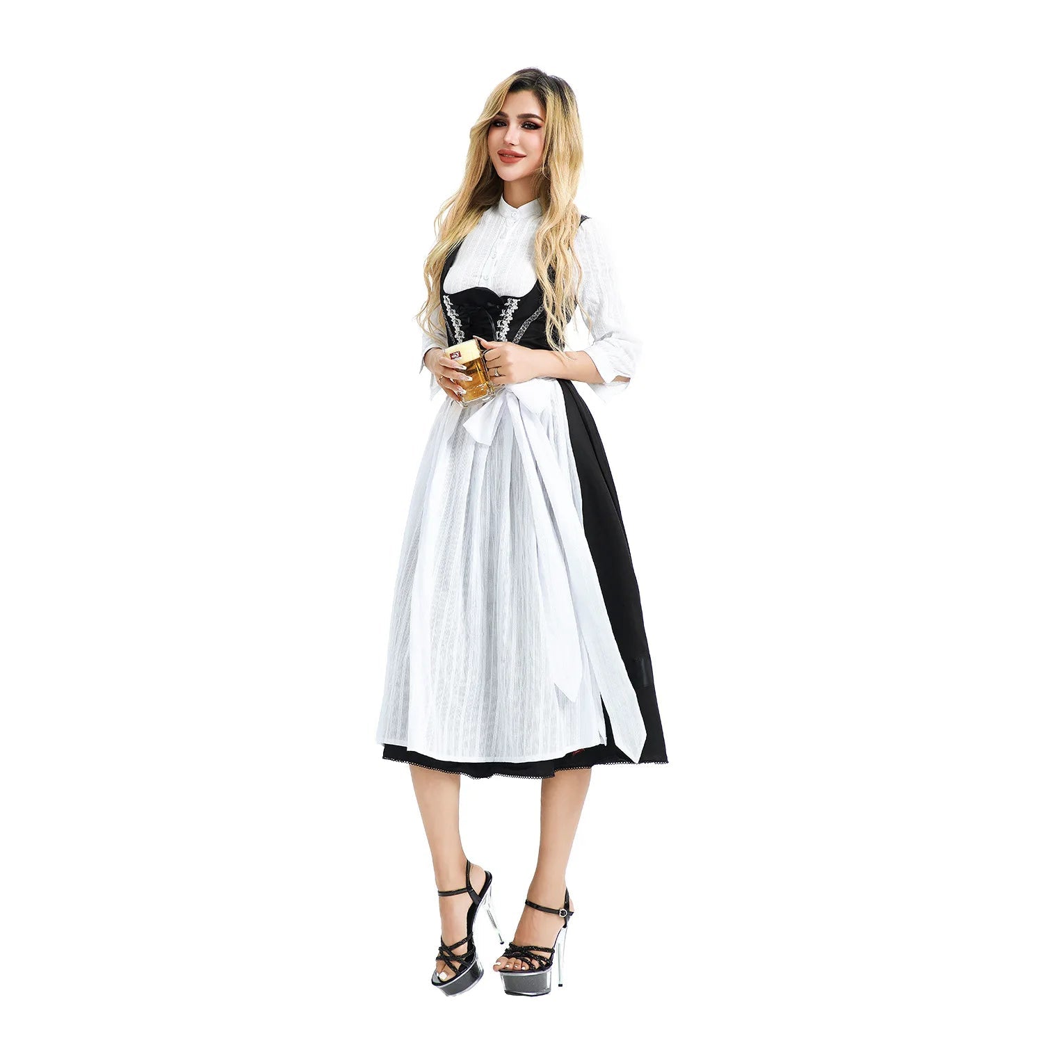 Dirndl Kleid für Damen mit Schnürmieder und Schürze