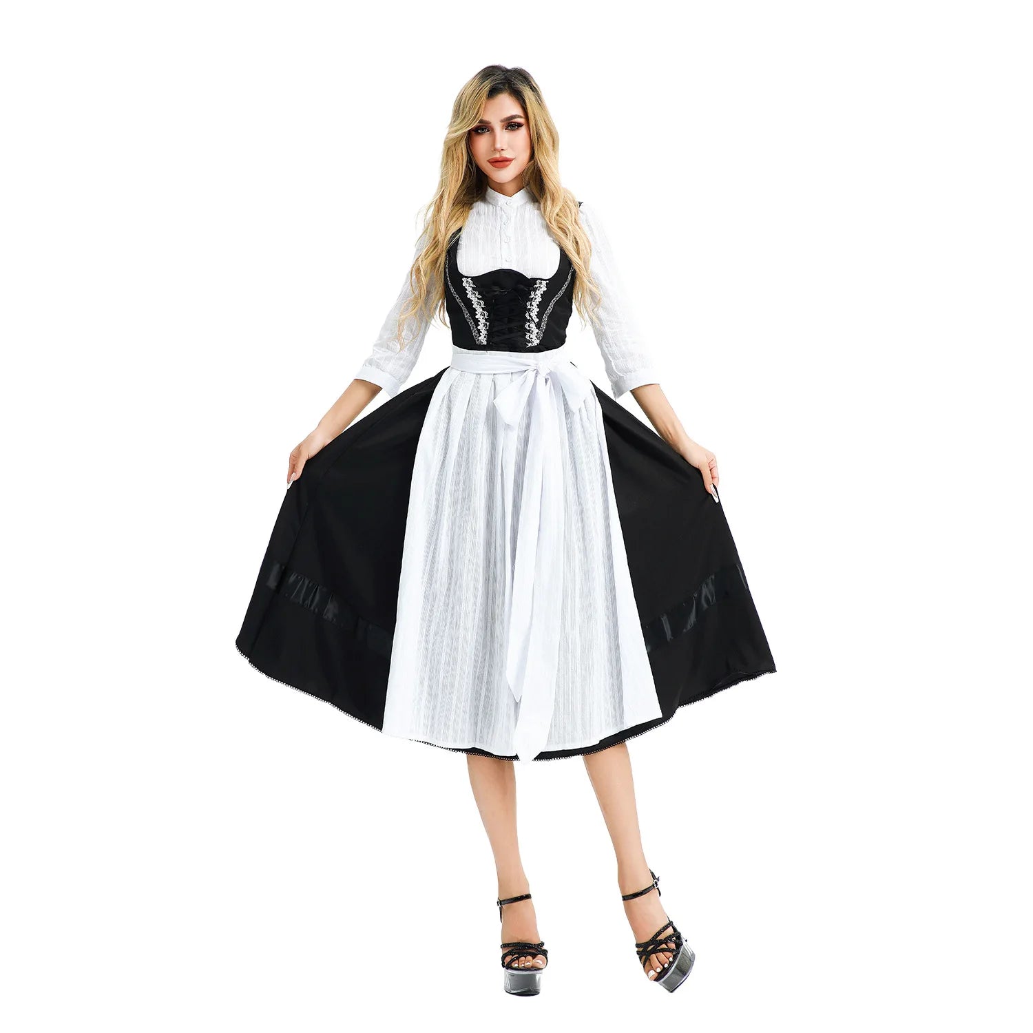 Dirndl Kleid für Damen mit Schnürmieder und Schürze