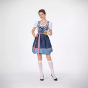 Dirndl Kleid für Damen mit Bluse und kariertem Schürze