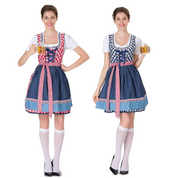 Dirndl Kleid für Damen mit Bluse und kariertem Schürze