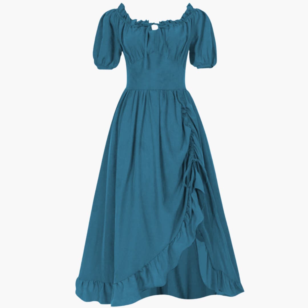 Dirndl kleid für Damen mit Puffärmeln und Rüschensaum