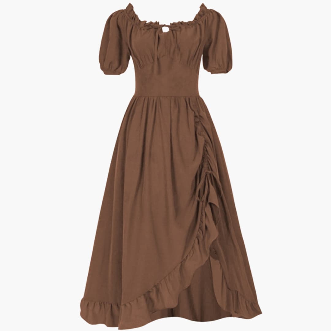 Dirndl kleid für Damen mit Puffärmeln und Rüschensaum