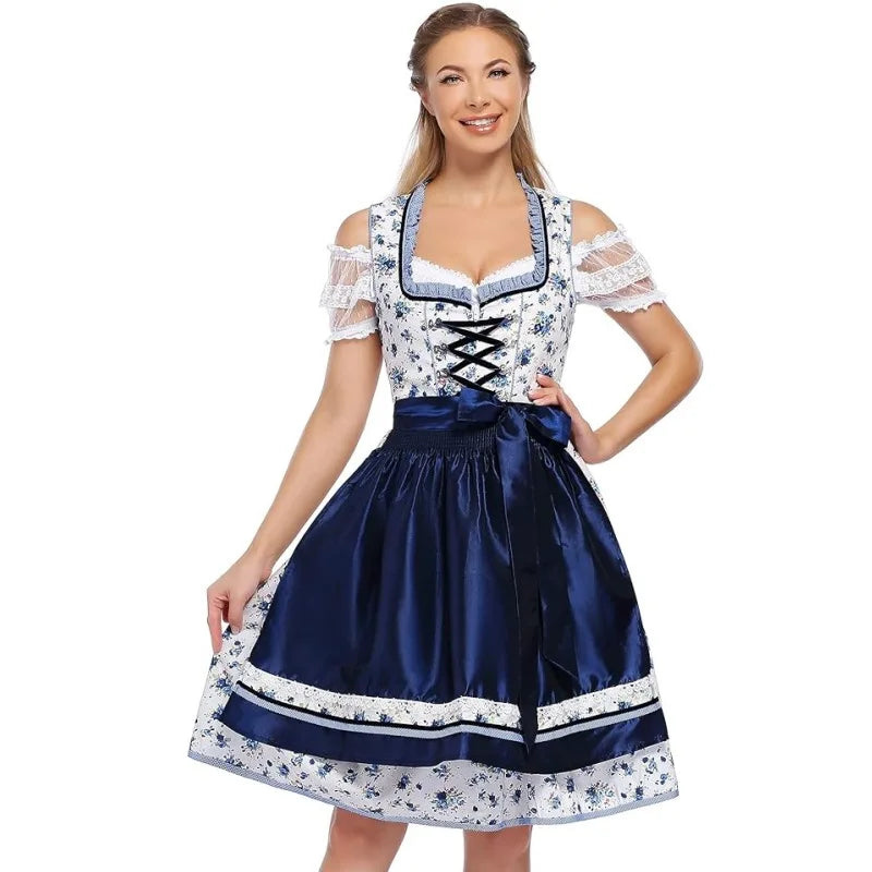Dirndl Kleid für Damen mit Schnürmieder und Schürze