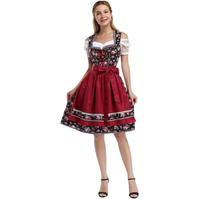 Dirndl Kleid für Damen mit Schnürmieder und Schürze