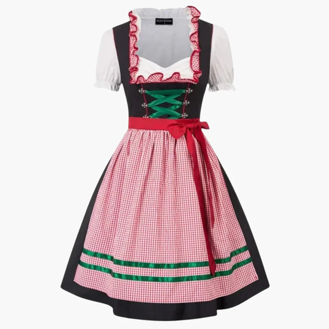 Dirndlkleid für Damen mit Schnürmieder und Schürzenüberlage