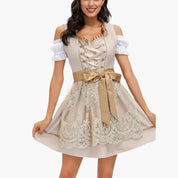 Dirndlkleid für Damen mit Schnürmieder und Schürzenüberlage