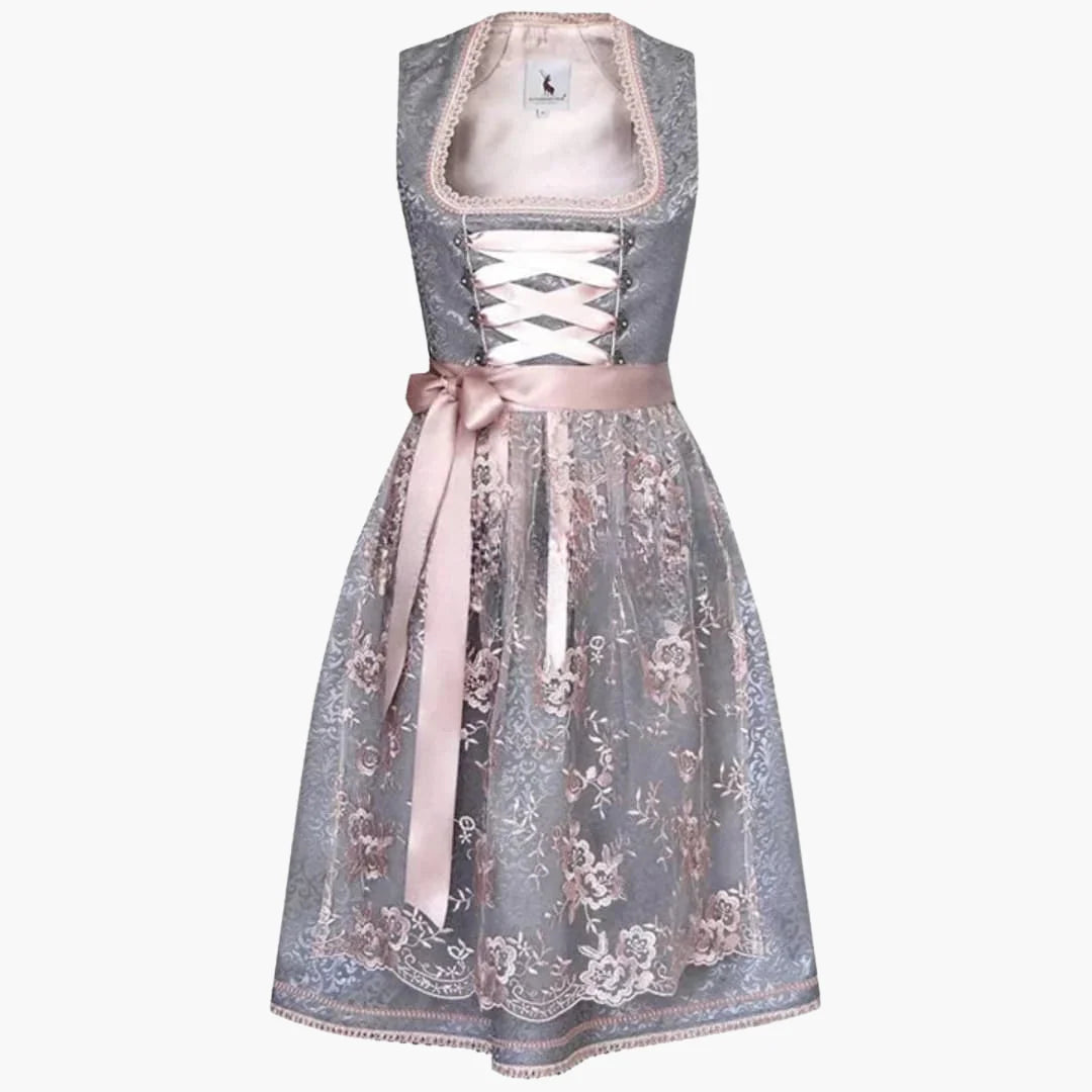 Dirndlkleid für Damen mit Schnürmieder und Schürzenüberlage
